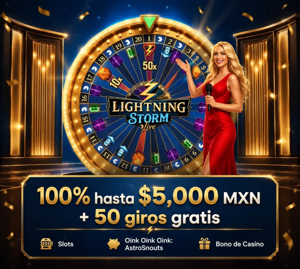 Welcome Bonus: 100% hasta $5,000 MXN mas 50 free spins. Lightning Storm Live y promocion oficial 10bet.